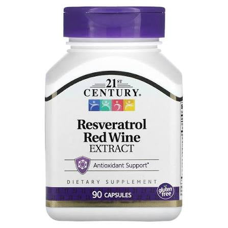 21 CENTURY REVERATROL RED WINE 90 CÁPSULAS-iherb-TU beauty store