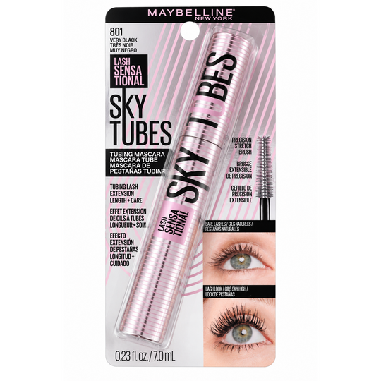 MAYBELLINE LASH SENSATIONAL SKY TUBES PESTAÑINA 801 VERY BLACK 7 ML