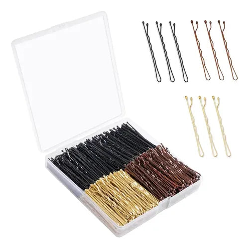 CAJA DE BOBBY PINS DORADA NEGRA Y BRONCE-TU beauty store-TU beauty store