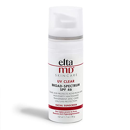 EltaMD Protector solar facial transparente UV SPF 46 de amplio espectro para pieles sensibles o propensas al acné, sin aceite, fórmula de óxido de zinc a base de minerales recomendada por dermatólogos,1.7 oz/50ml-Luxury Beauty-EltaMD-TU beauty store