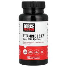 FORCÉ FACTOR VITAMIN D3 & K2 X25mcg 120 VEGETABLE CAPSULES DIETARY SUPPLEMENT-IHERB-TU beauty store