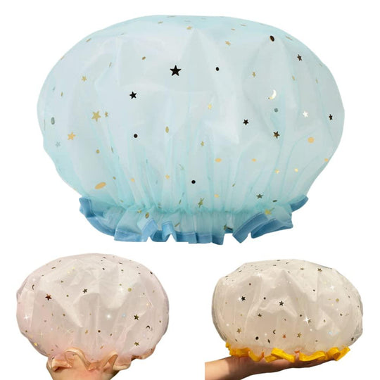 GORRO DE BAÑO IMPERMEABLE COLORES ESTRELLAS Y LUNAS-Amazon Es-TU beauty store