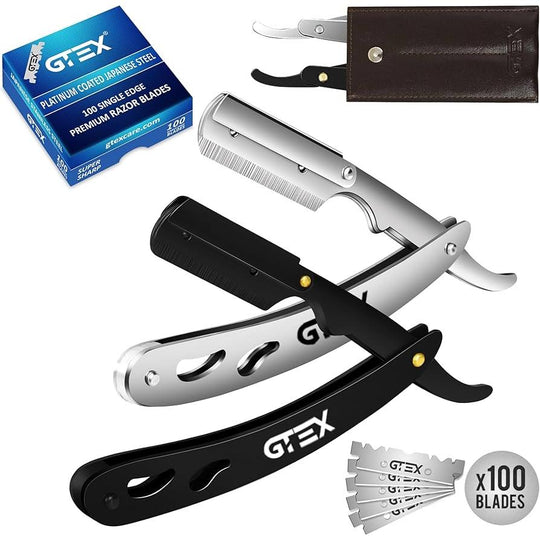 GREX 2 STRAIGHT RAZORS AND 100 BLADES-Amazon Us-TU beauty store