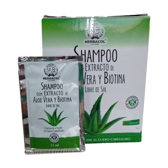 HERBACOL SHAMPOO ALOE VERA Y BIOTINA X15 ML-HERBACOL-TU beauty store