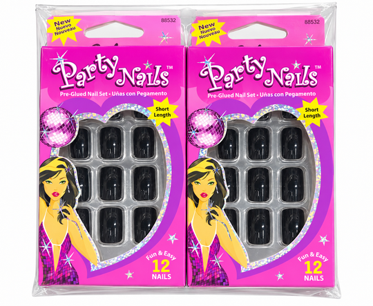 CALA PARTY NAILS SET UÑAS X12 COLOR NEGRO