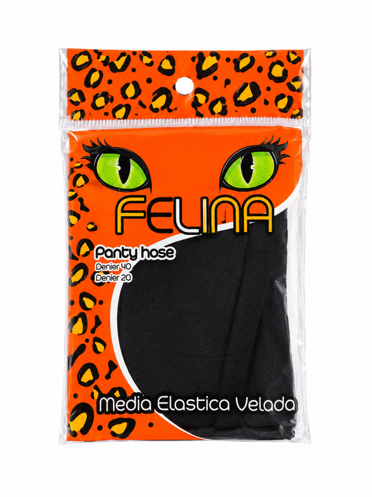 MEDIA VELADA ELÁSTICA FELINA NEGRA Y BLANCA