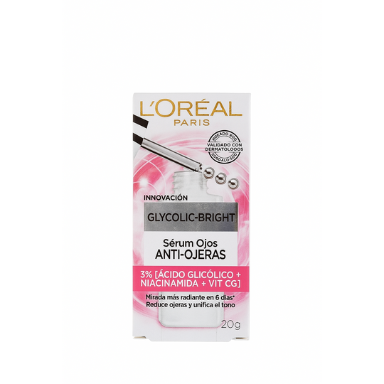 L’ORÉAL GLYCOLIC-BRIGHT SERUM OJOS ANTI-OJERAS-LOREAL-TU beauty store