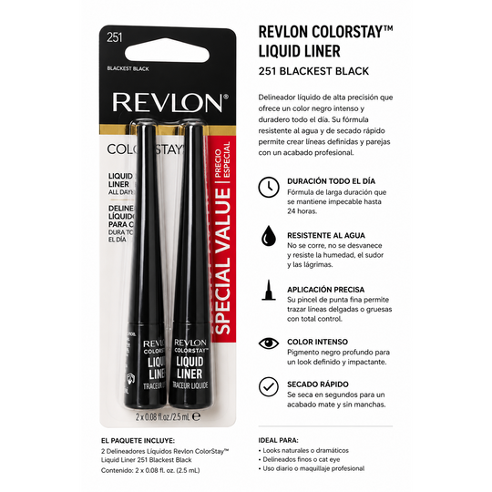 REVLON COLORSTAY™ LIQUID LINER 251 BLACKEST BLACK (PACK X2)-REVLON-TU beauty store