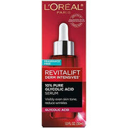 L'Oreal Paris Skincare 10% puro ácido glicólico suero para cara de Revitalift Derm Intensivos, corrector de manchas oscuras, tono uniforme, reduce arrugas, exfoliante de ácido glicólico, exfoliante con aloe, hidrata, 1 oz/30ml-Beauty-LOREAL-TU beauty store