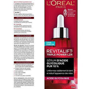 L'Oreal Paris Skincare 10% puro ácido glicólico suero para cara de Revitalift Derm Intensivos, corrector de manchas oscuras, tono uniforme, reduce arrugas, exfoliante de ácido glicólico, exfoliante con aloe, hidrata, 1 oz/30ml-Beauty-LOREAL-TU beauty store