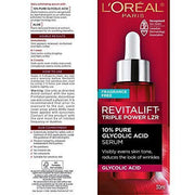 L'Oreal Paris Skincare 10% puro ácido glicólico suero para cara de Revitalift Derm Intensivos, corrector de manchas oscuras, tono uniforme, reduce arrugas, exfoliante de ácido glicólico, exfoliante con aloe, hidrata, 1 oz/30ml-Beauty-LOREAL-TU beauty store